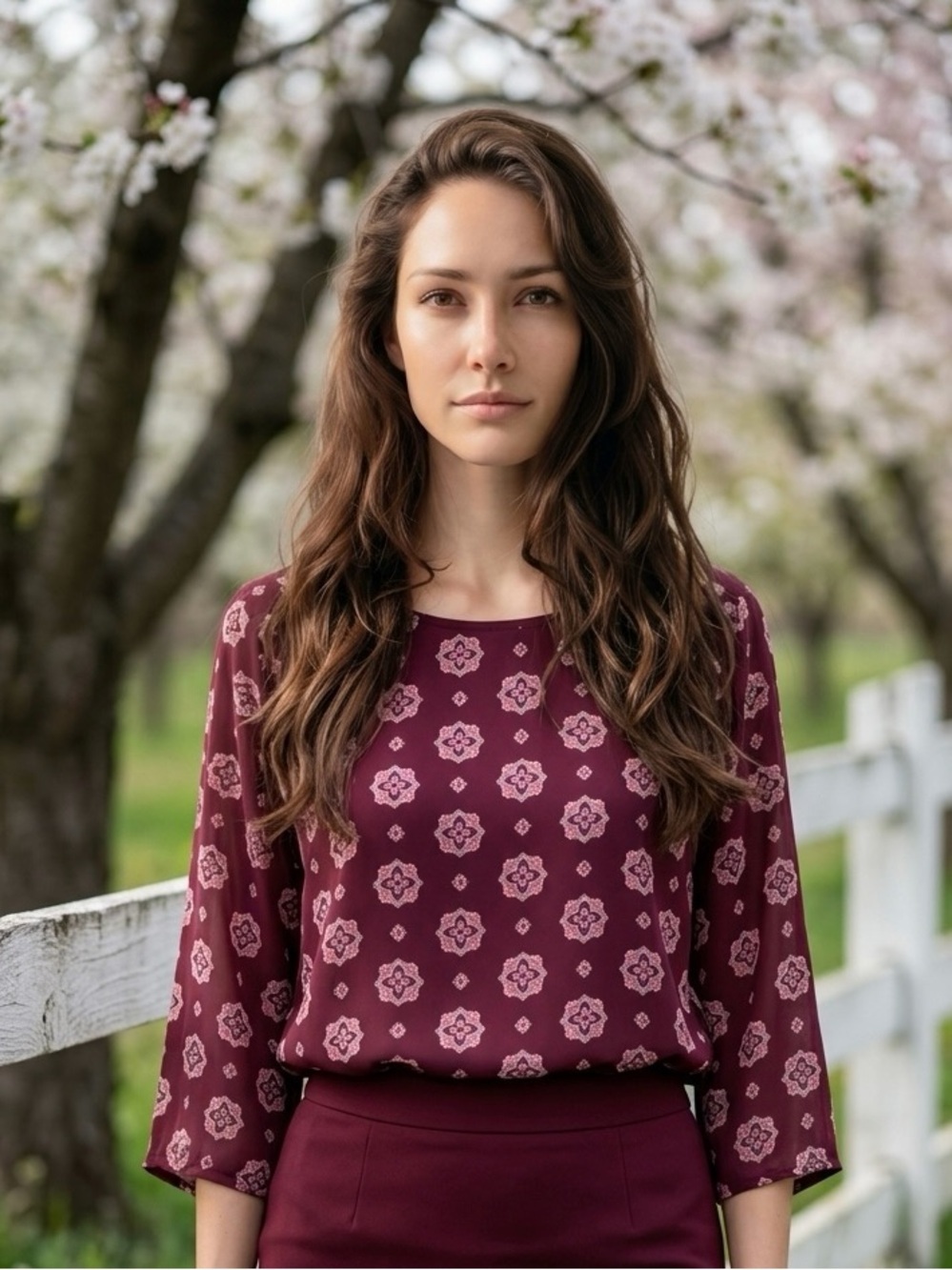 Papermoon Burgundy Floral Medallion Blouse - Picture 4 of 11